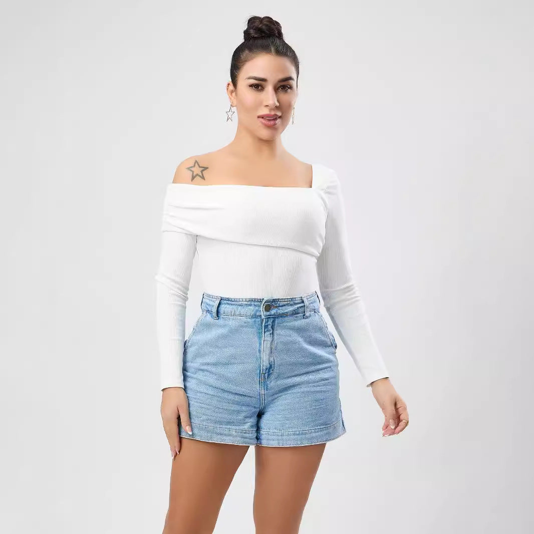 White Outerwear Jumpsuit Women Design Single Shoulder Top Women Autumn