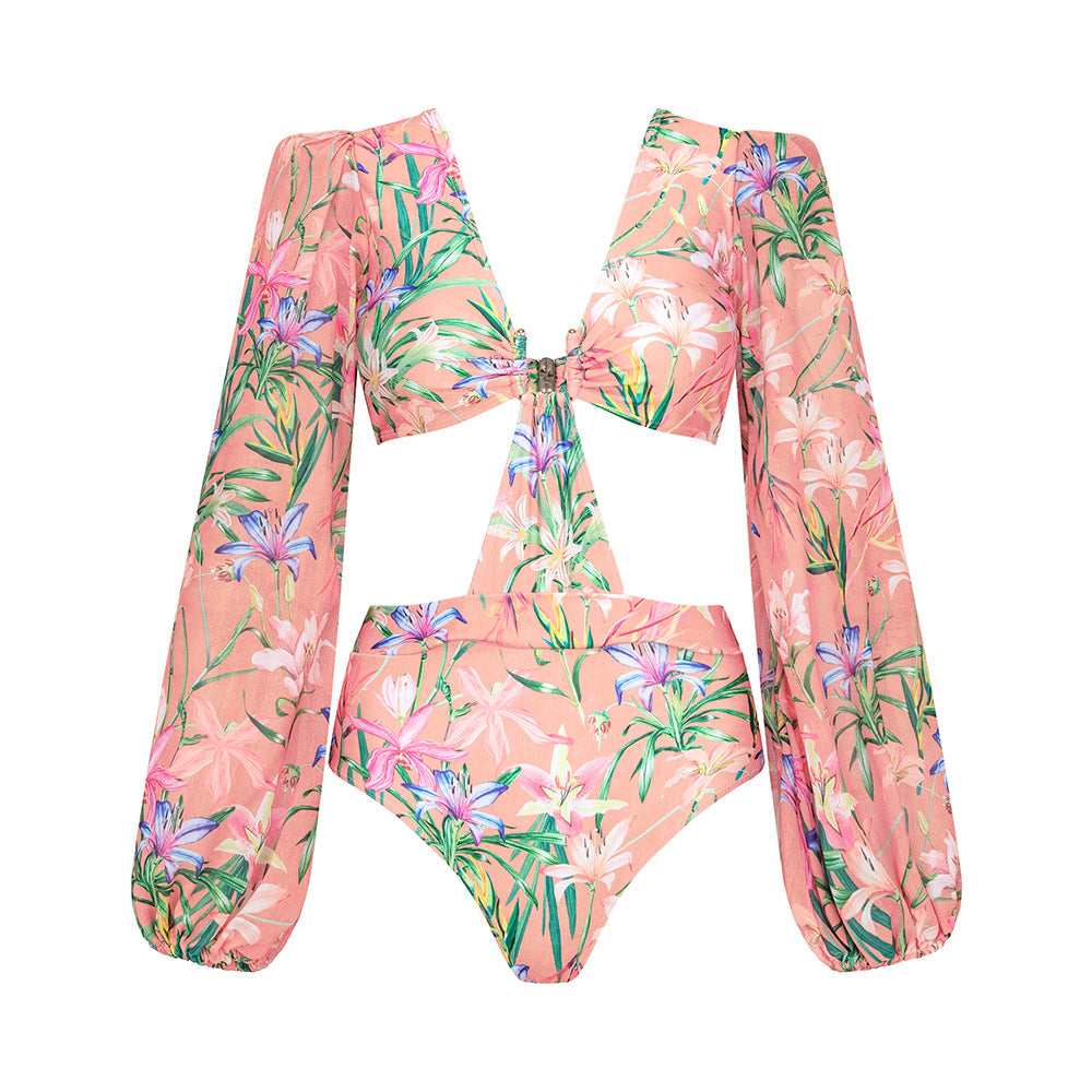 Pink Long Sleeve Swimsuit