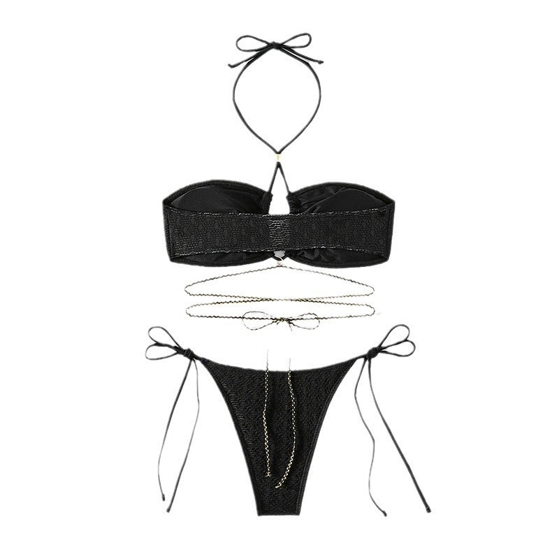 Traje de baño de bikini para mujer, sexy, de color sólido, para playa, primavera