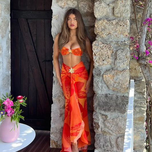 Women Three Piece Set Bikini Sexy Bikini Printed Split Women Swimsuit