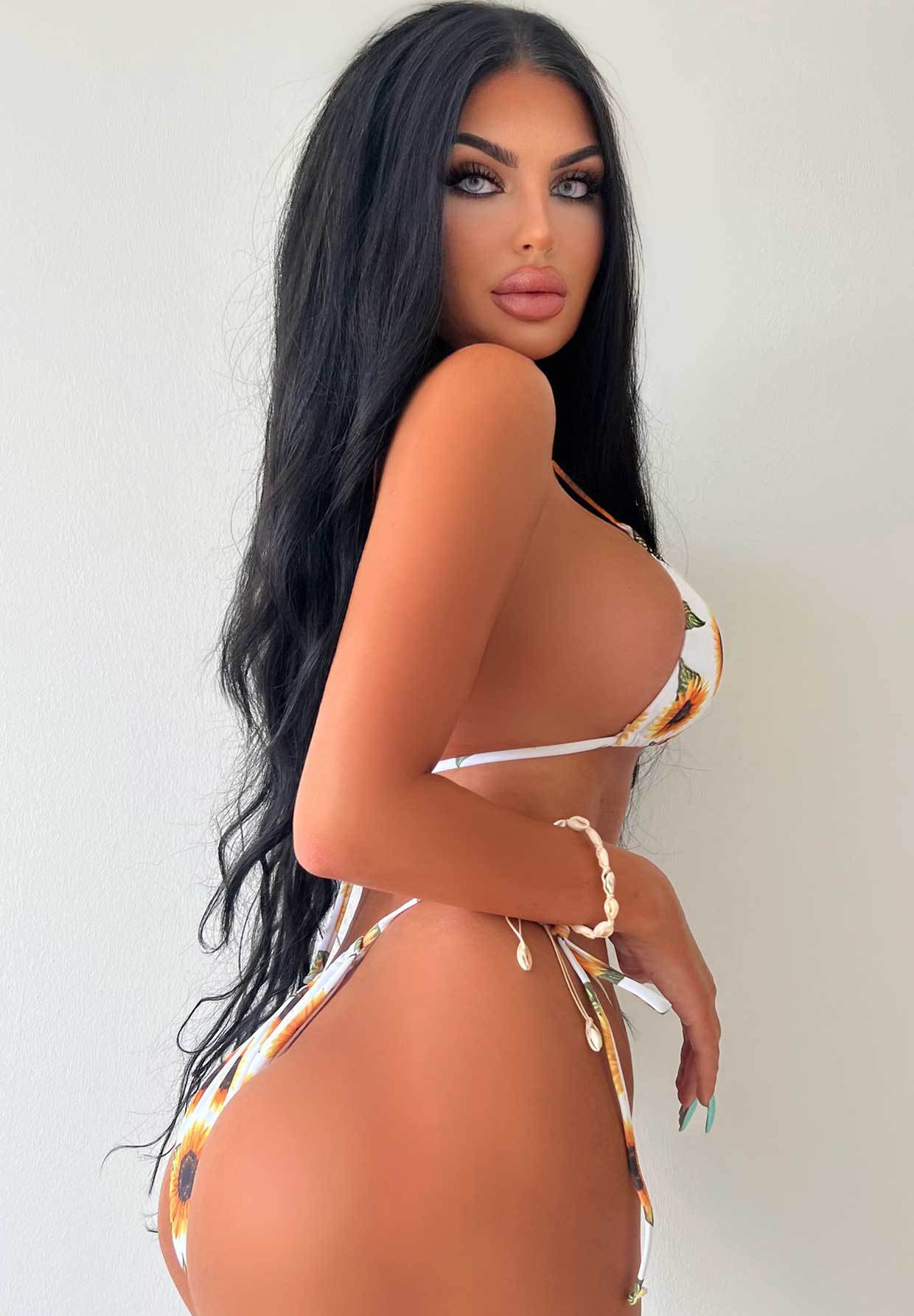 Split Bikini SUNFLOWER Printed Lace-up Swimsuit Split Swimsuit Soу