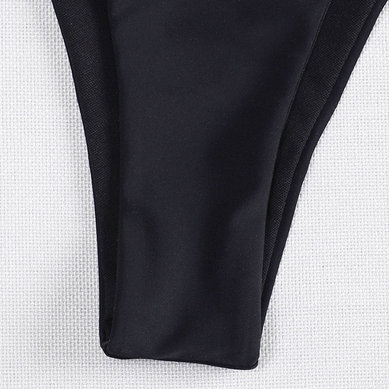 Traje de baño brasileño de tres piezas con cordones y abertura en la parte delantera, estilo triangular, para playa
