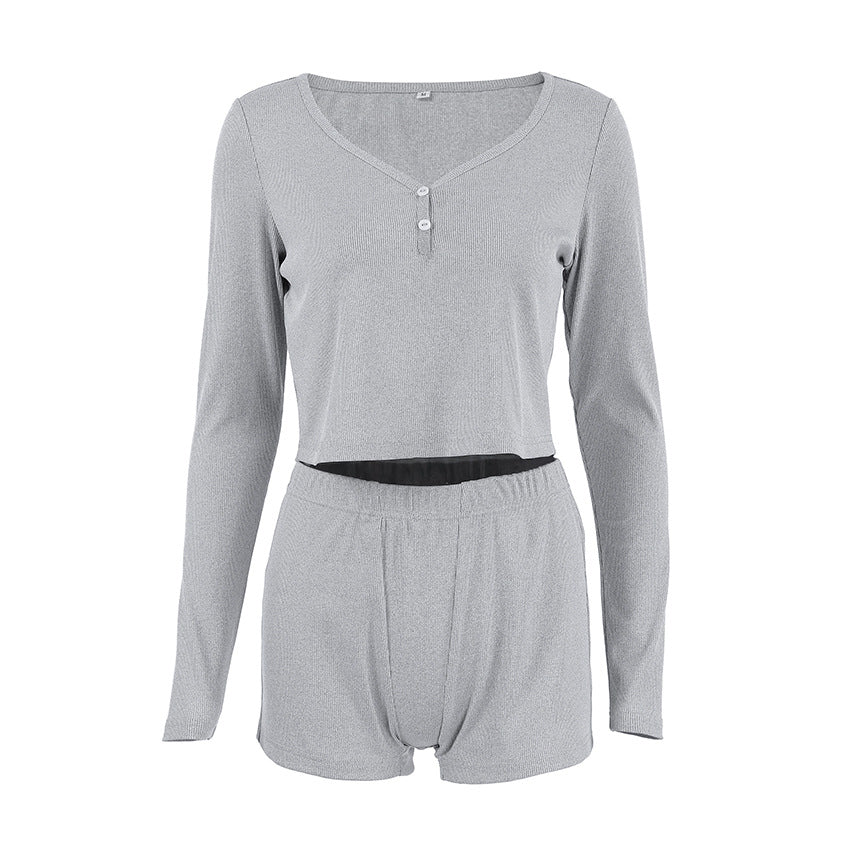 Pijama corto de manga larga de punto para mujer, cómodo, ajustado, transpirable, para uso en el hogar, se puede usar en exteriores.