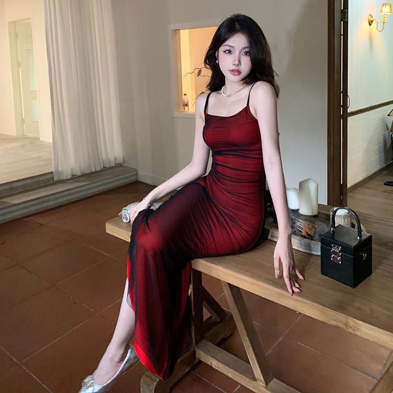 Vestido de verano sexy con tirantes en contraste de colores y corte entallado para mujer