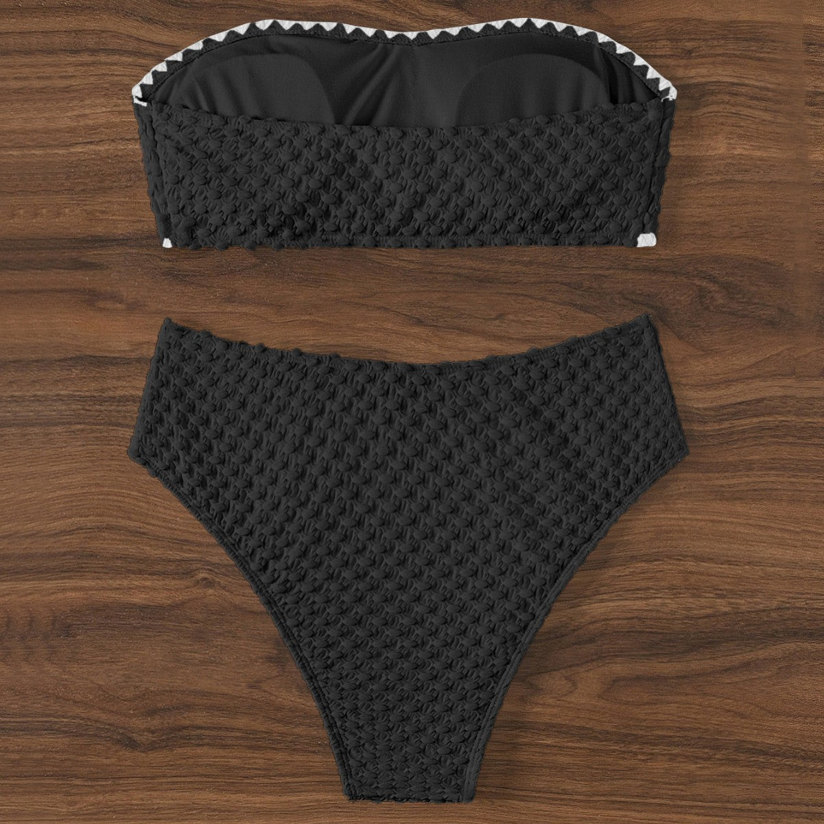 Traje de baño Bikini de color sólido Bikini sexy con parte superior de tubo Bikini para mujer Traje de baño separado Bloqueo de cintura alta