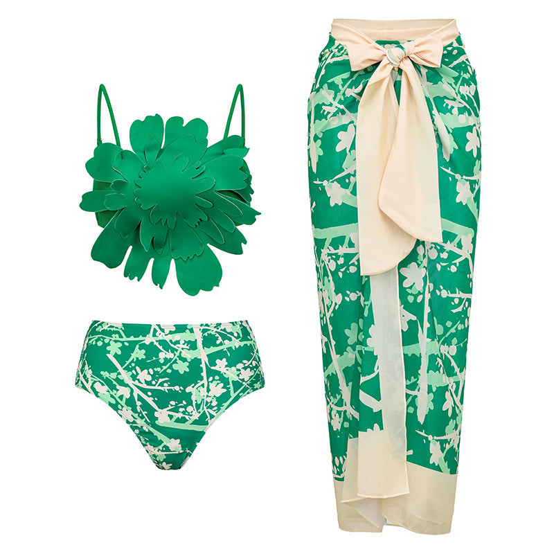 Three-Dimensional Flower Bikini Wrap Skirt