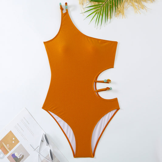 Traje de baño de una pieza para mujer, traje de baño retro ajustado de primavera para vacaciones, conjunto de falda de gasa