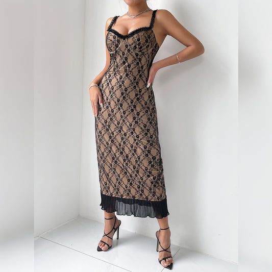 Vestido de viaje cómodo, transpirable, con encaje, largo y sexy, para mujer
