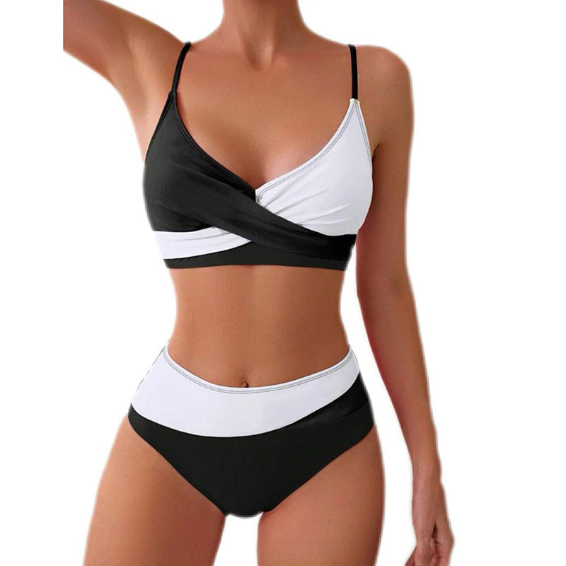 Traje de baño de bikini dividido a juego de colores para mujer, traje de baño de playa de primavera, bikini