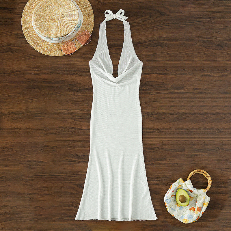 Swimwear Solid Color Coat Sun Protection Clothing Bikini Cover up Swimsuit
