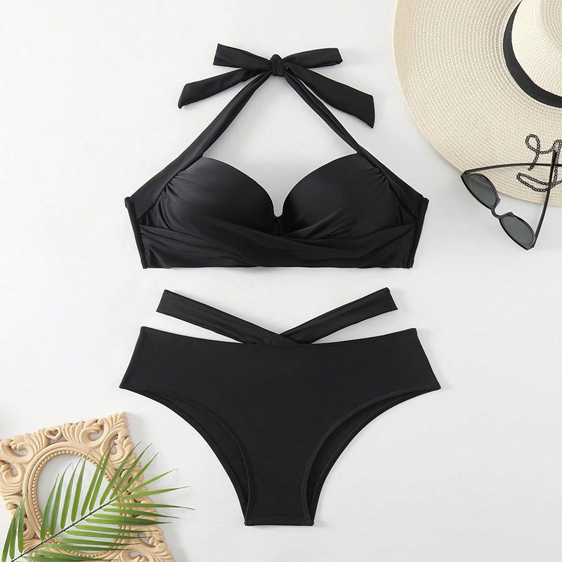 Traje de baño con cordones y abertura para mujer, bikini de playa de alta calidad para primavera