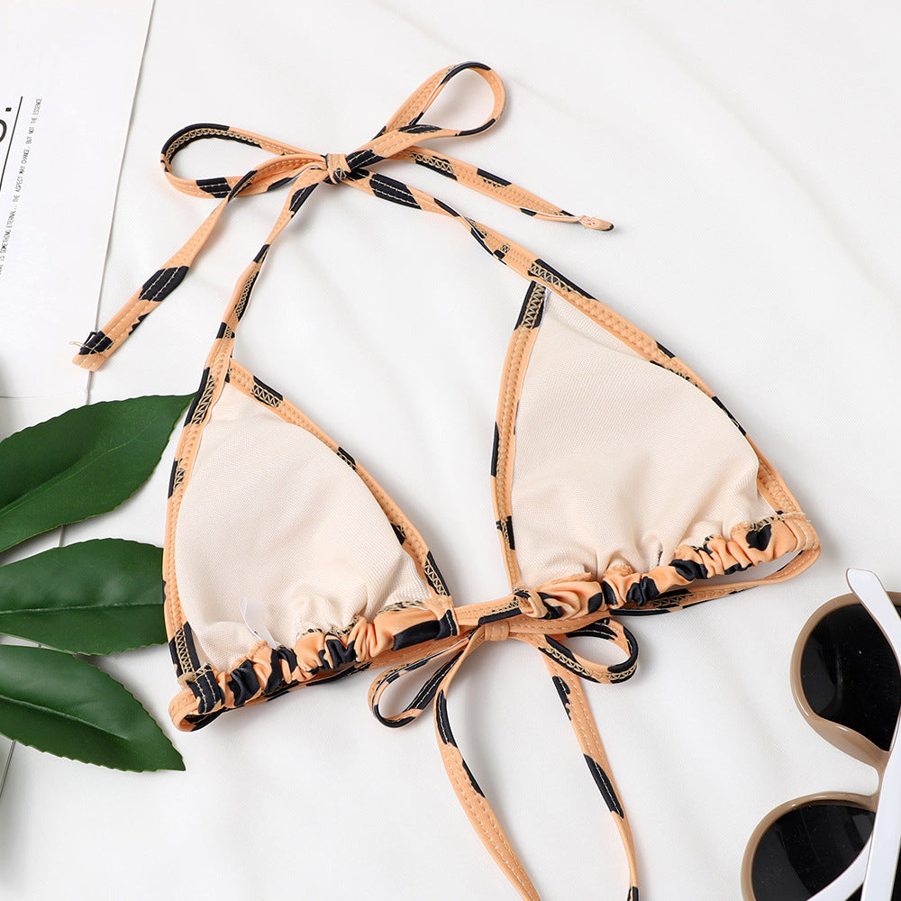 Traje de baño de bikini para mujer con estampado de leopardo, traje de baño individual exterior, traje de baño de bikini