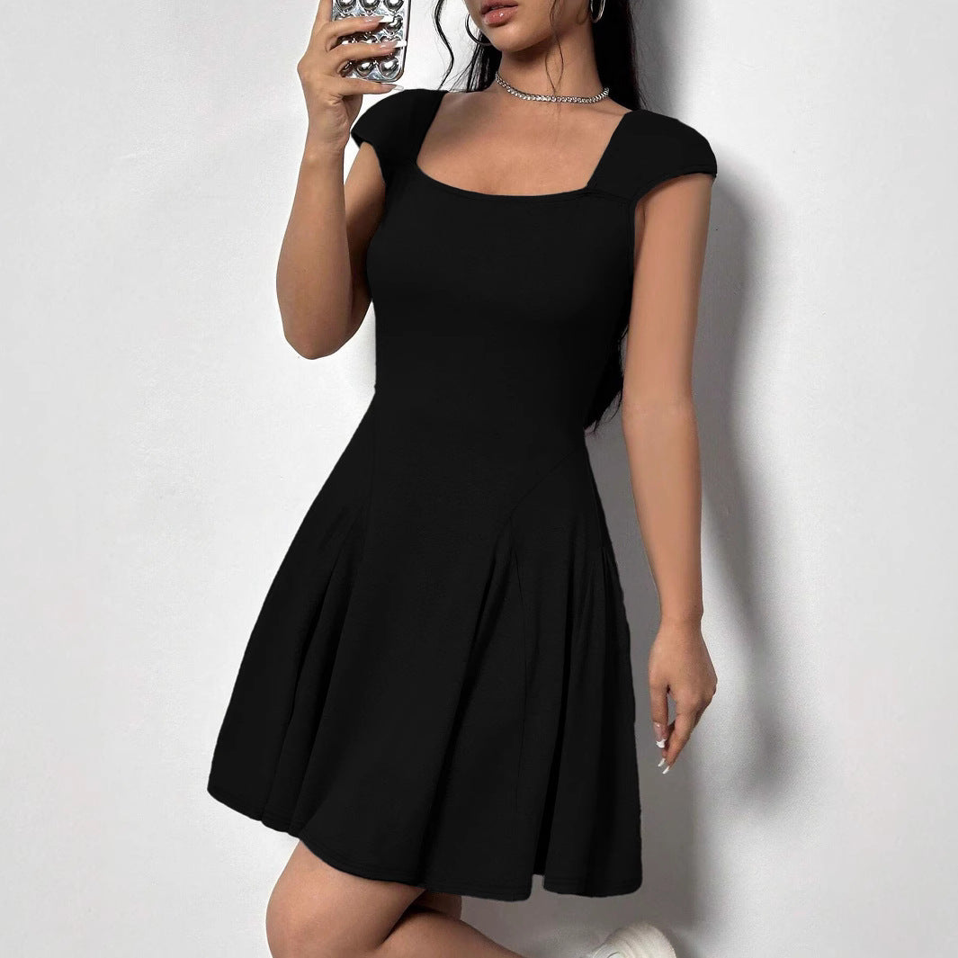 Women Clothing Summer Backless Bandage Square Collar Sexy Dress