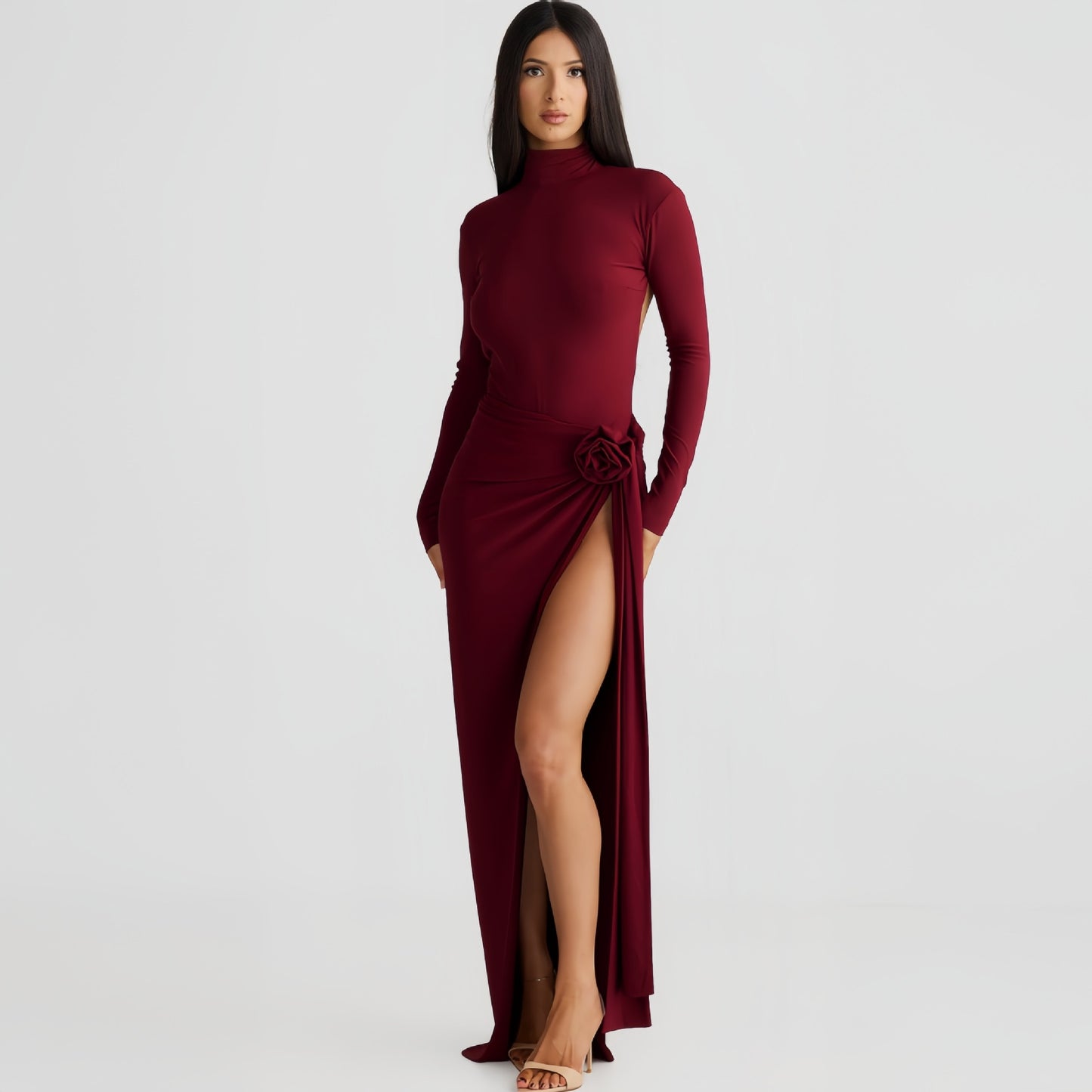 Combinaison sexy à manches longues et col haut pour femme, tenue d'automne