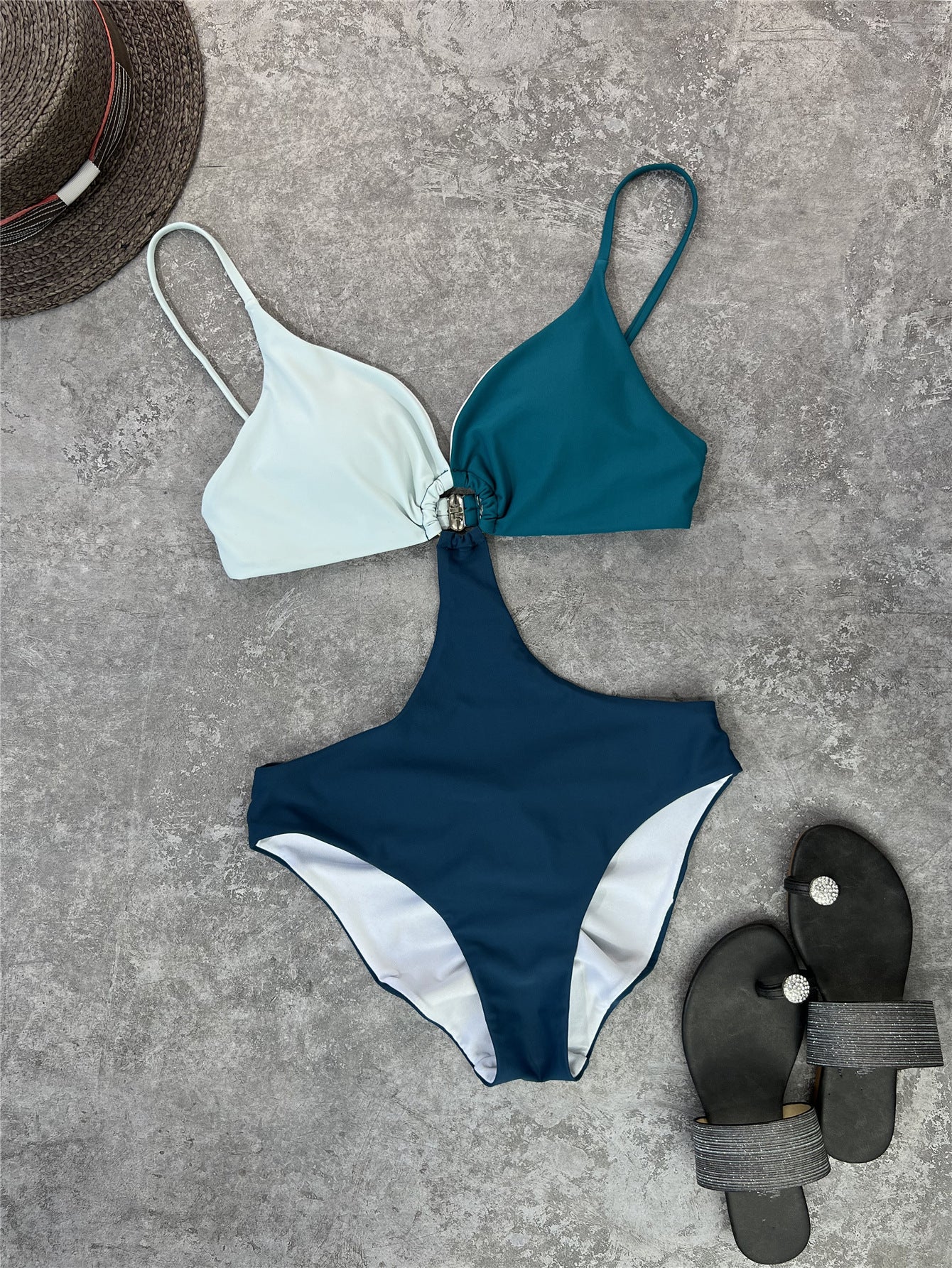 Women Sexy One Piece Swimming Suit Special Multicolor Pants Pleated One Piece Swimsuit