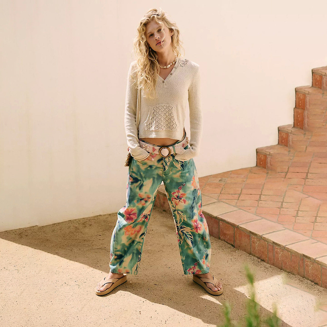 Autumn Winter Solid Color All Matching Casual Drop Shoulder Sleeve V neck Pullover Hollow Out Cutout Knitted Sweater for Women