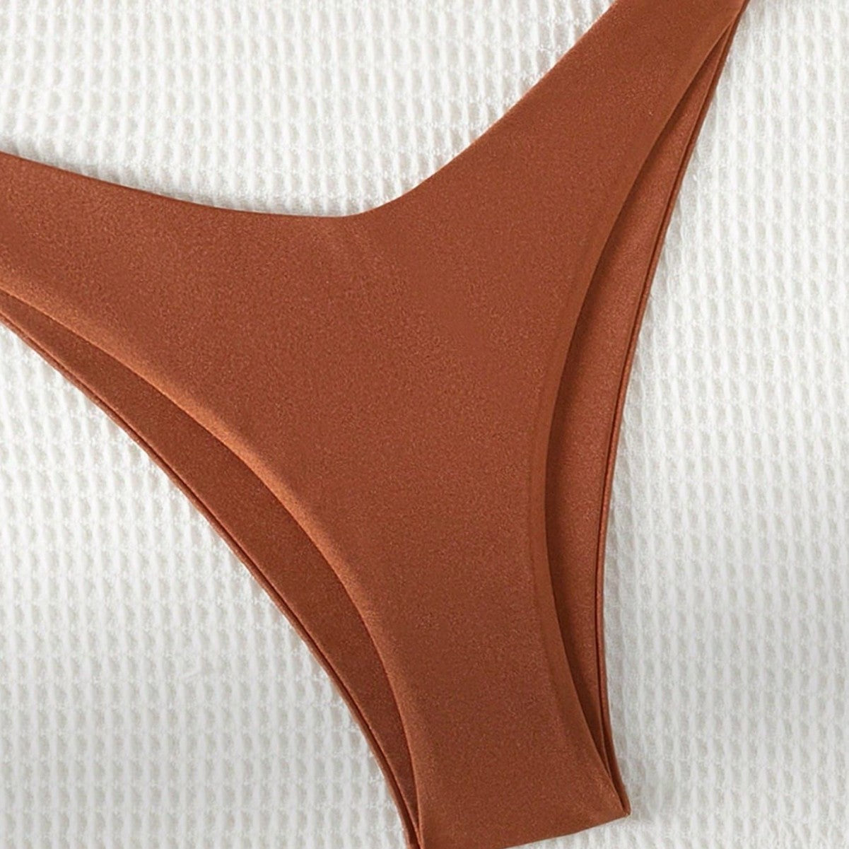 Traje de baño de color sólido sexy de pierna alta bikini con tirantes halter dividido traje de baño para mujer