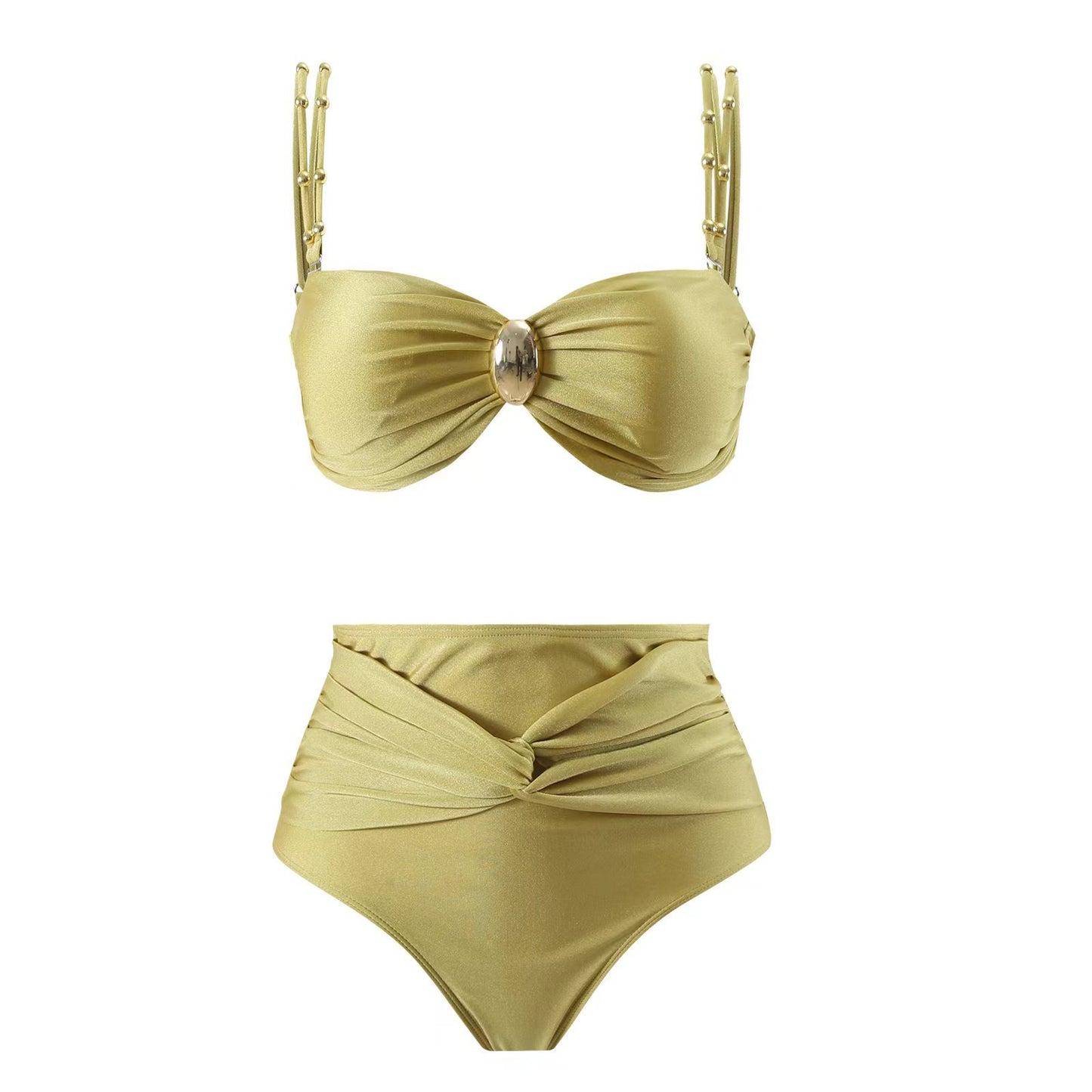 Traje de baño de bikini de tres piezas dividido para mujer, traje de baño adelgazante, falda de nailon