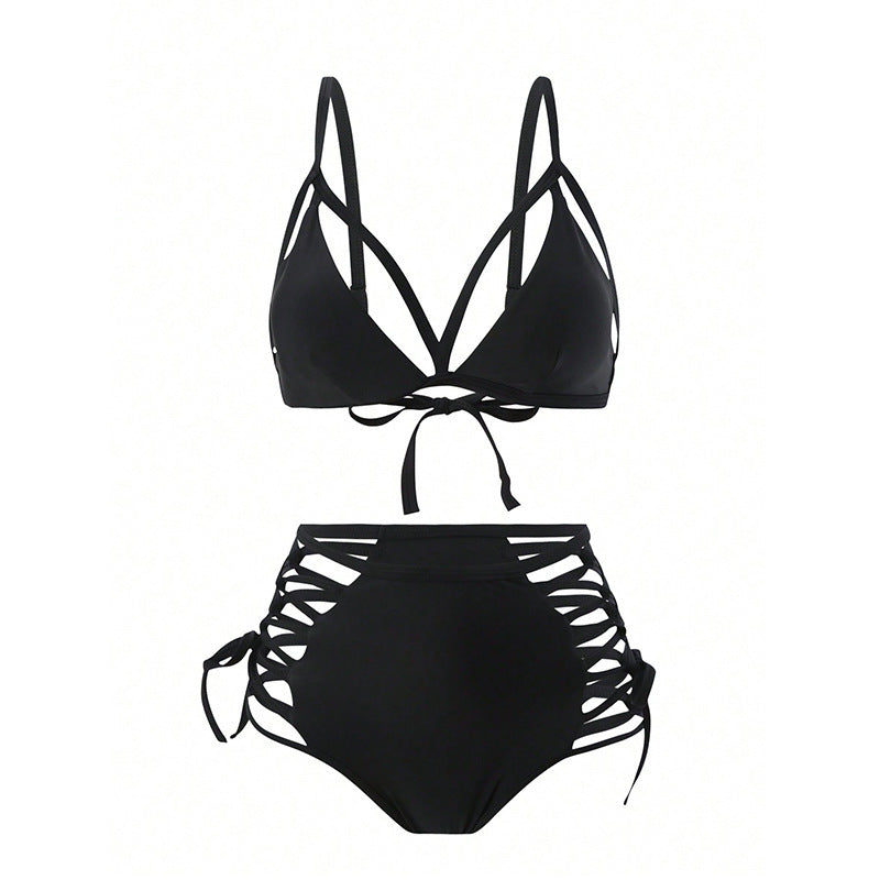 Traje de baño de encaje con recortes y huecos para mujer, bikini sexy de playa, traje de baño de primavera