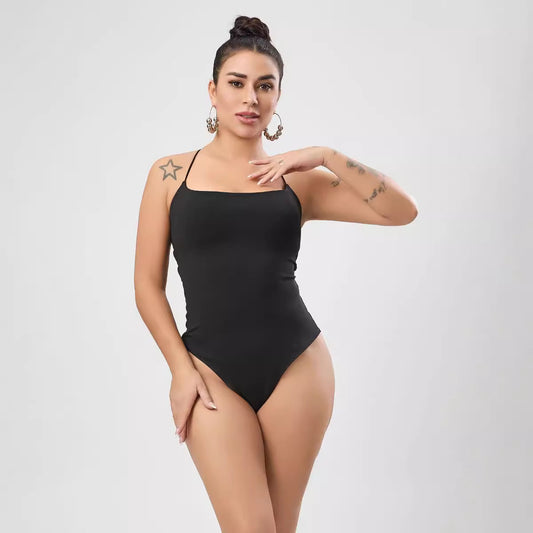 Ropa de mujer Mono sexy cruzado con cordones Mono ajustado de diseño de alta gama