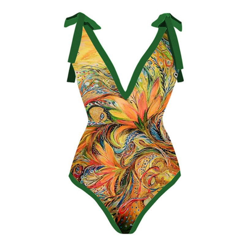 Peacock Feather Print Swimsuit
