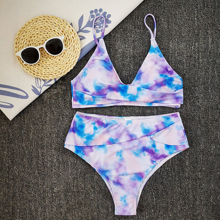 Bikini sexy con estampado de leopardo y tirantes divididos para mujer