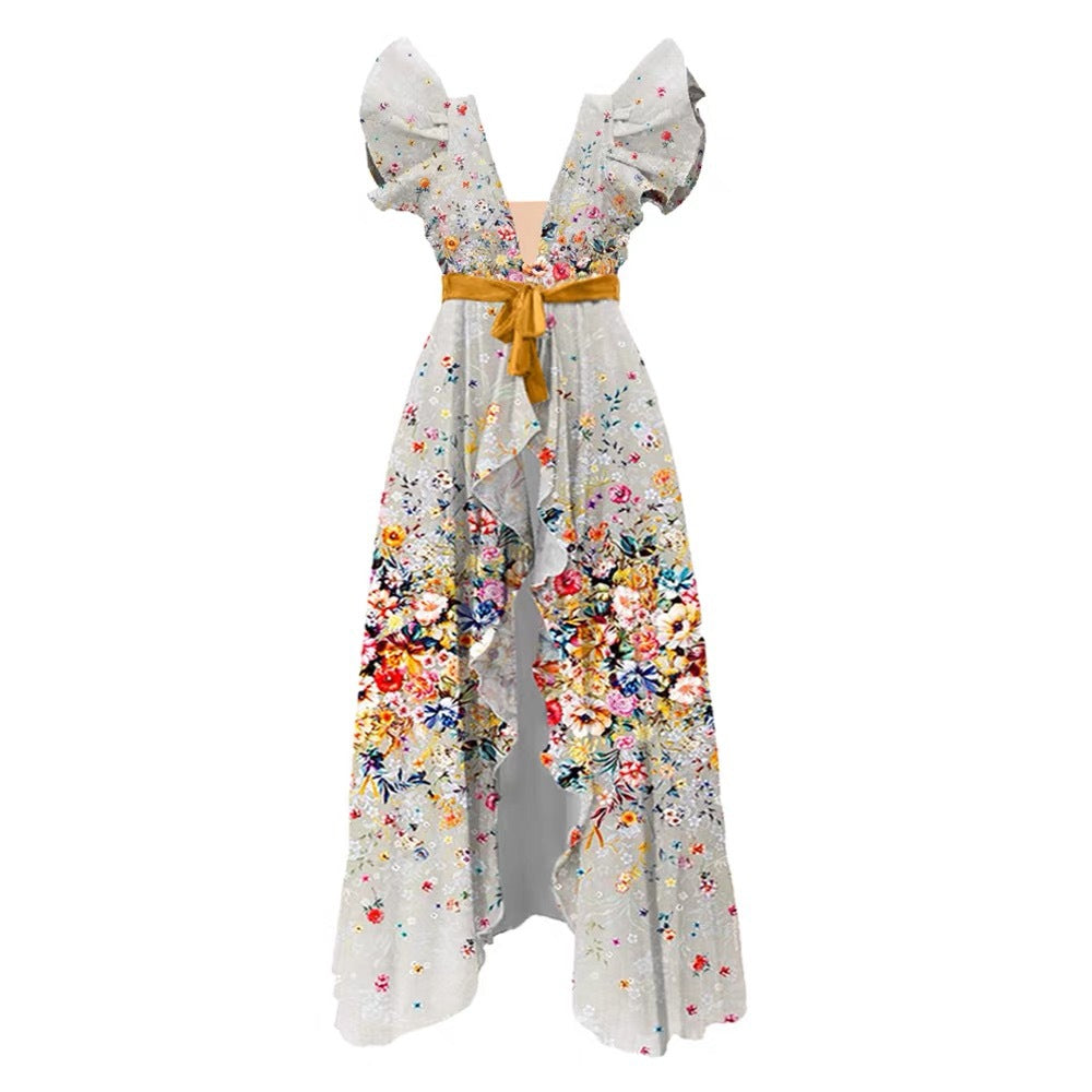 Traje de baño de una pieza con estampado de lazo para mujer, estilo retro francés, para adelgazar el vientre.
