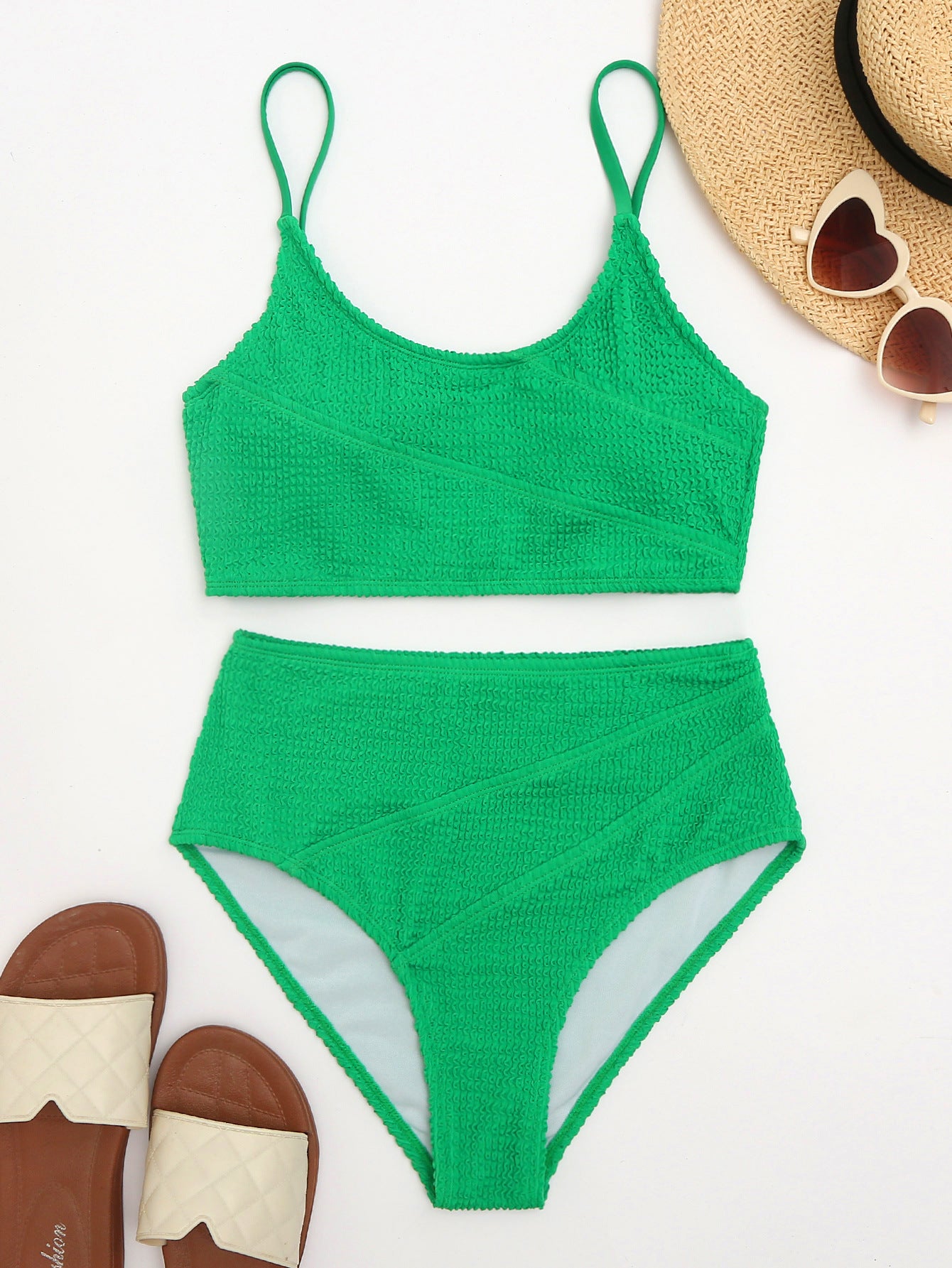 Bikini de color sólido de tela de serpiente de cintura alta sexy bikini traje de baño traje de baño mujeres