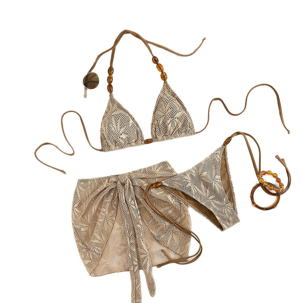 Swimsuit Sexy Three Piece Suit Solid Color Bikini Mesh Bikini Swimsuit BALANCE