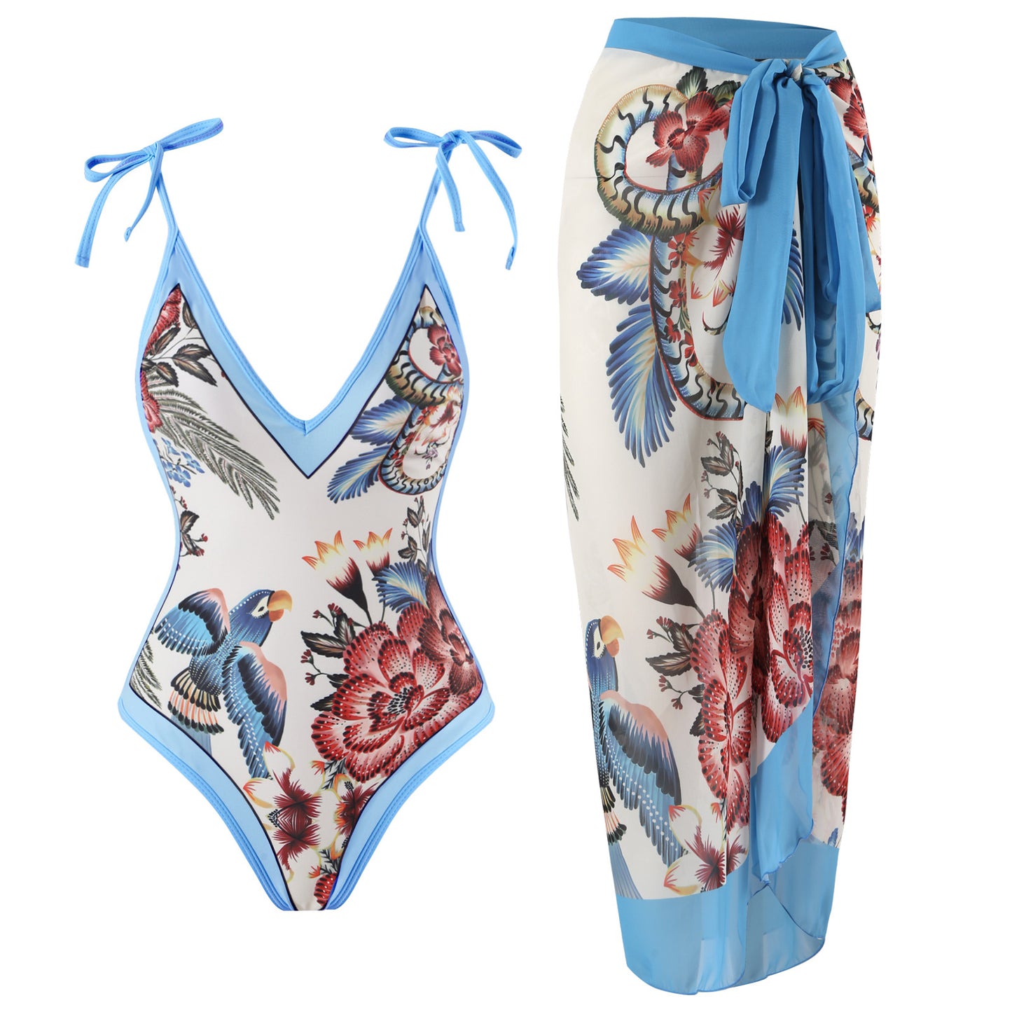 Women One Piece Swimsuit Women Skinny Slimming Retro Tied Swimsuit Suit Chiffon Dress