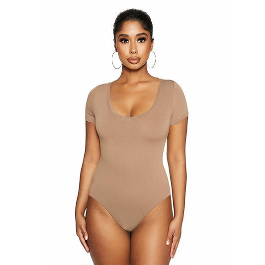 Fall Trendy Women Clothing Sexy Slim Fit Rayon U Neck Long Sleeved Adult Bodysuit