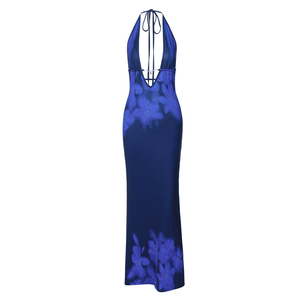 Vestido de otoño con estampado sexy, sin espalda, ajustado, con abertura y cordones para mujer