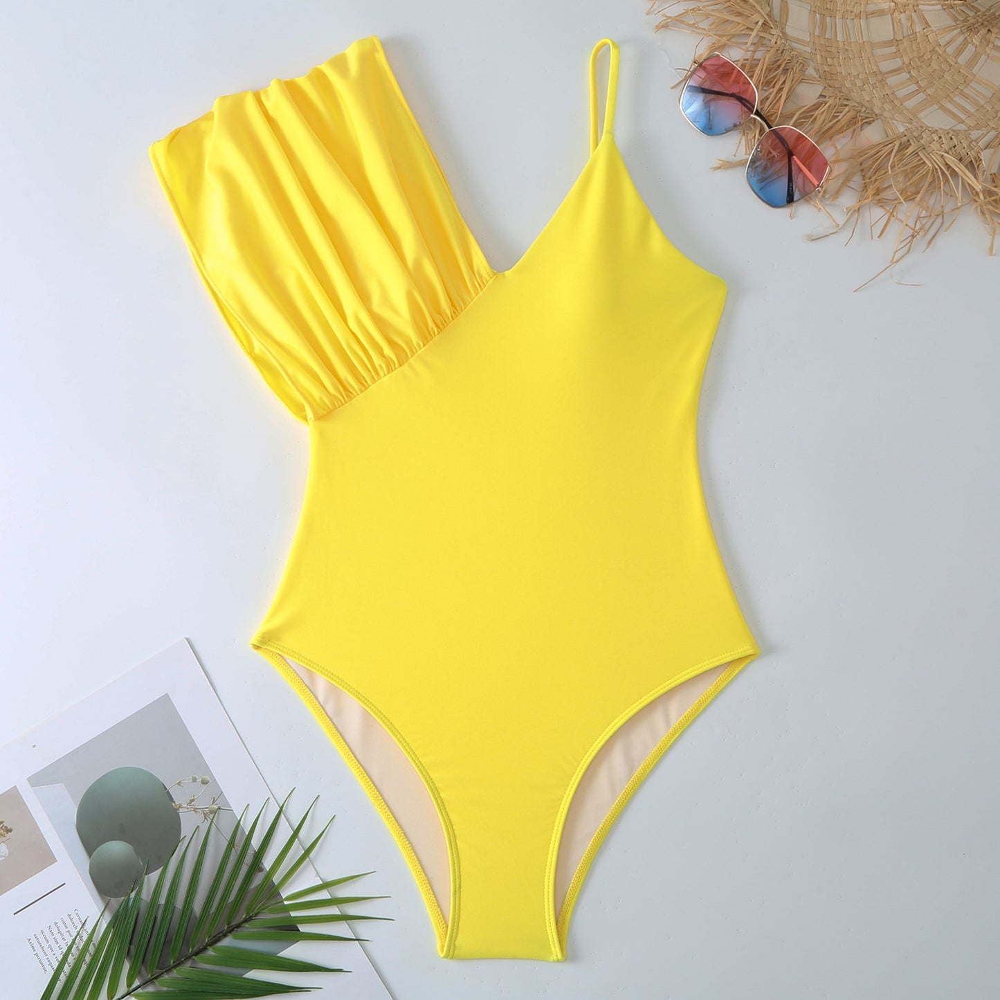 Traje de baño sexy de color sólido para mujer, ajustado, conservador, para vacaciones de primavera.
