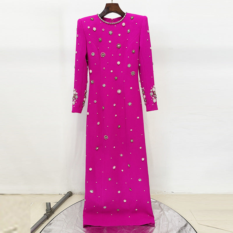 Star Heavy Industry Beads Diamond Slim Maxi Dress Formal Dress