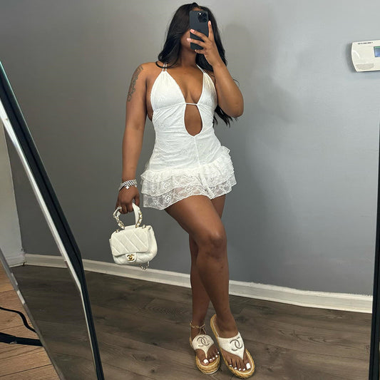 Vestido sexy de otoño para mujer, con encaje, tipo pastel, sin espalda, sexy