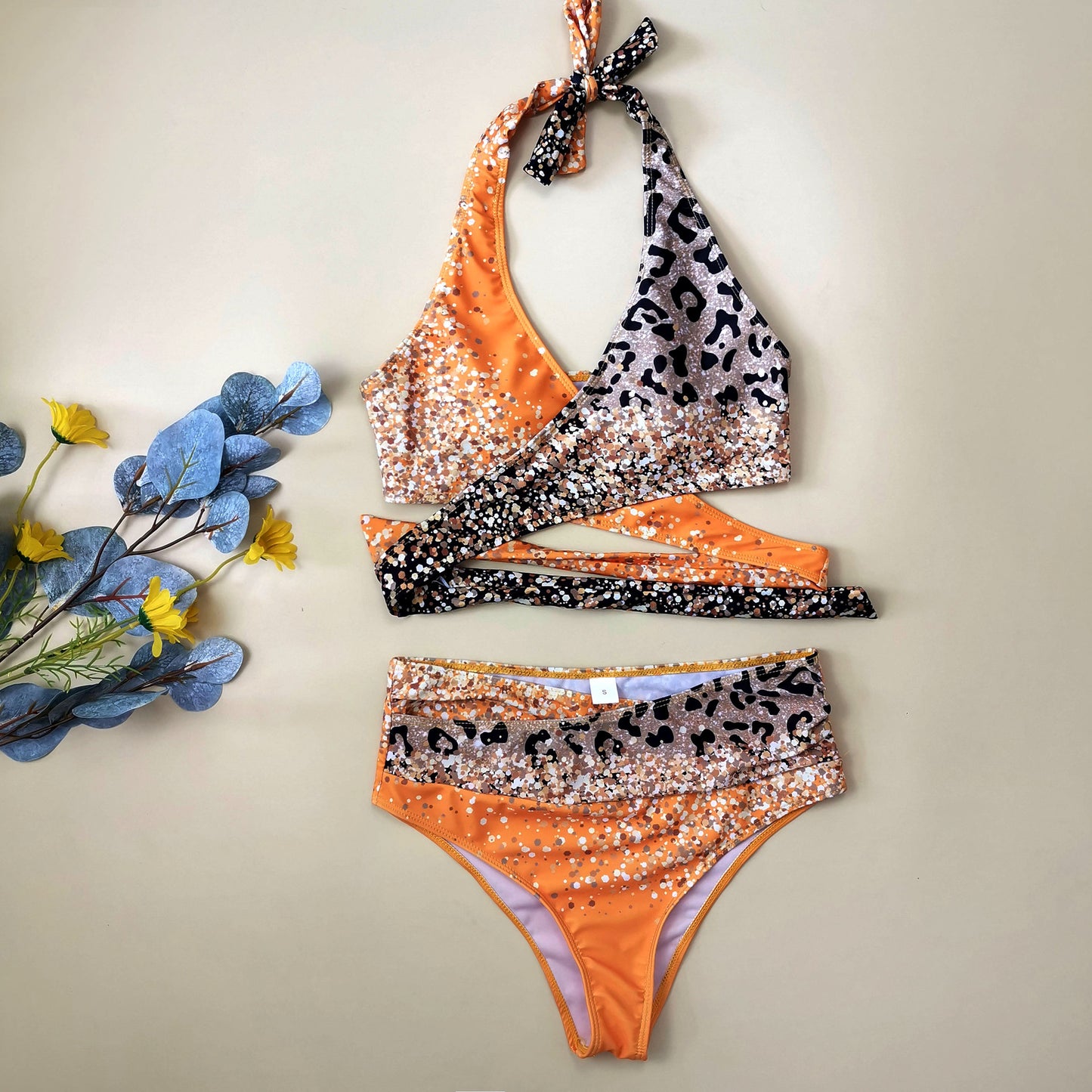 Orange Sequins Leopard Gradient