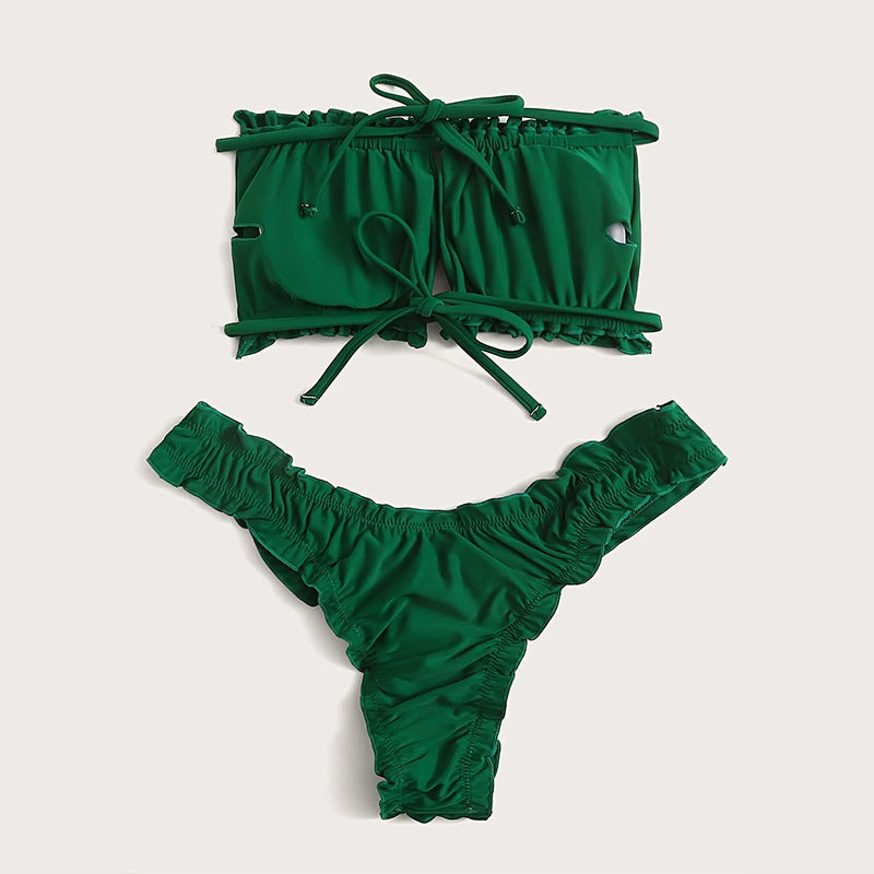 Bikini Lace up Split Swimsuit Women Beach Bikini