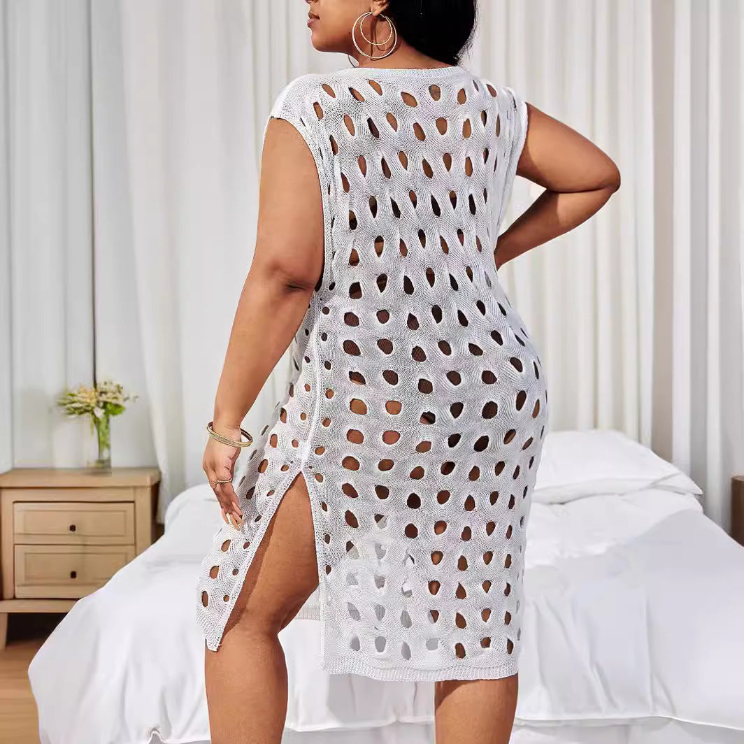 Suéter de verano, blusa de lana con agujeros y recortes, ropa de mujer sin mangas, prendas de punto personalizadas