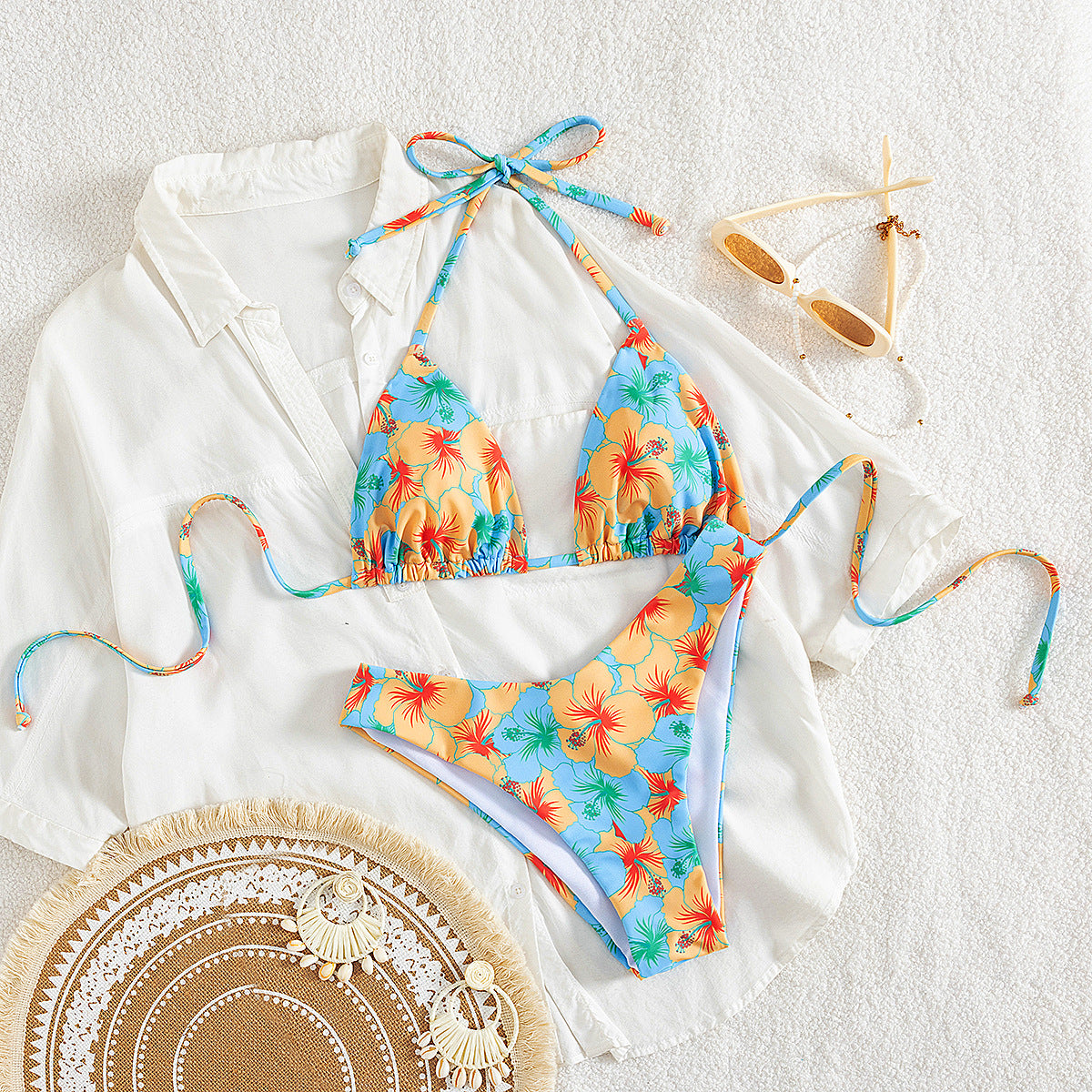 Split Swimsuit Sexy Women Fission Swimsuit Tropical Printing Swimsuit