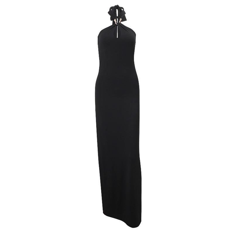 Vestido tubo ajustado de color liso con cintura alta y hombros descubiertos para mujer