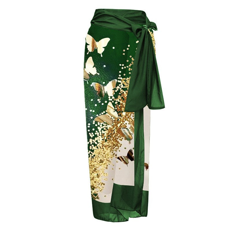 Green Butterfly Wrap Skirt
