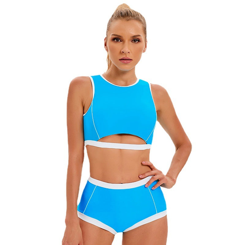 Traje de baño deportivo tipo bóxer con abertura para mujer, bikini sexy con abertura y espalda descubierta