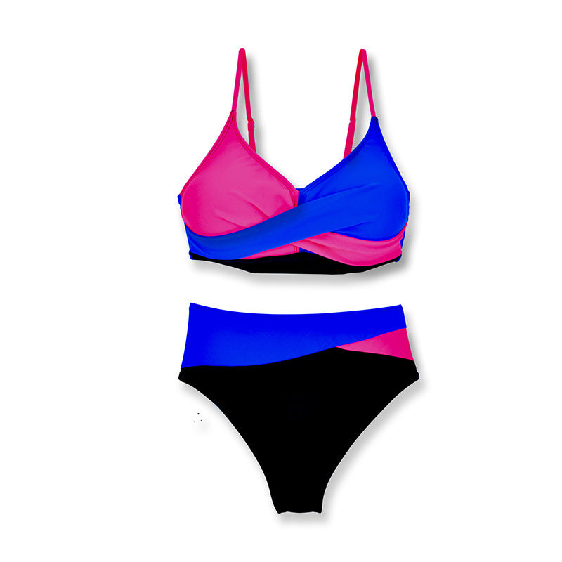 Traje de baño de bikini dividido a juego de colores para mujer, traje de baño de playa de primavera, bikini