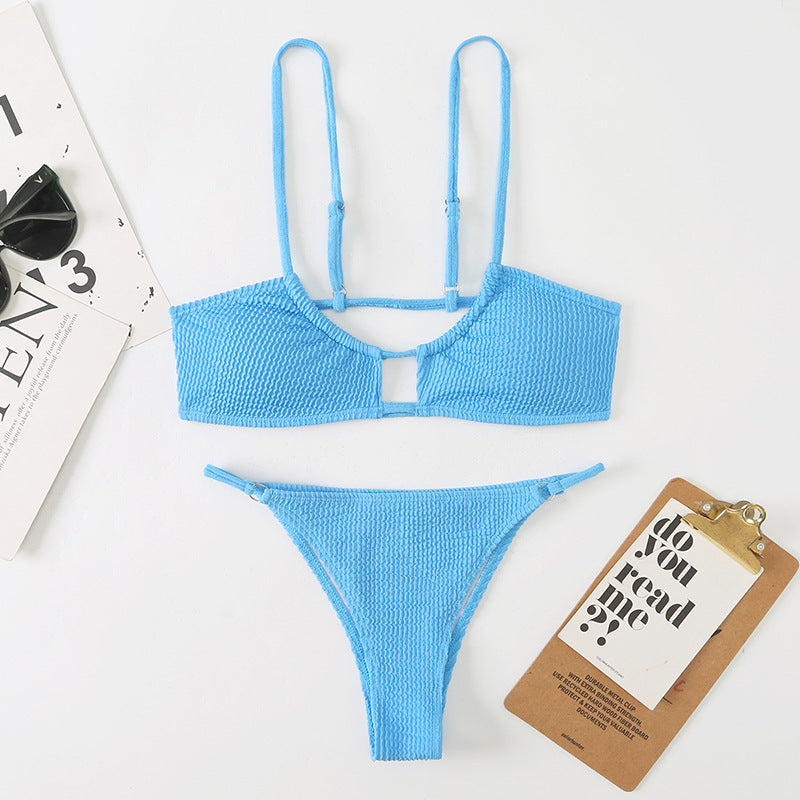 Traje de baño de playa con bikini dividido sexy para mujer, traje de baño sin espalda con cordones