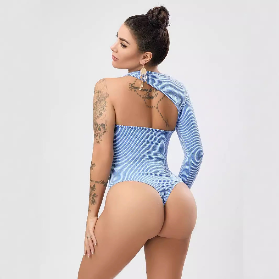 Body elástico sexy con recortes y espalda descubierta para mujer