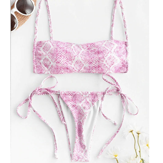 Traje de baño Bikini estampado con abertura en el pecho plano