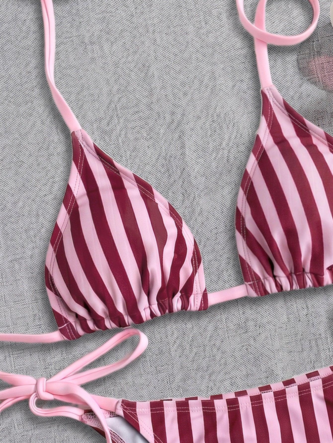 Women Striped Printed Bikini Halter Strap Sexy Split Bikini Seaside Swimwear WithWind