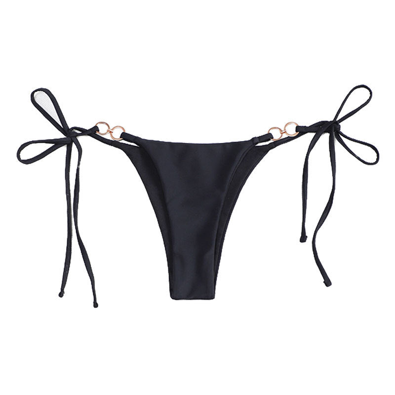 Traje de baño brasileño de tres piezas con cordones y abertura en la parte delantera, estilo triangular, para playa