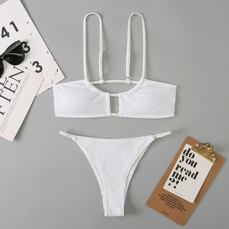 Traje de baño de playa con bikini dividido sexy para mujer, traje de baño sin espalda con cordones