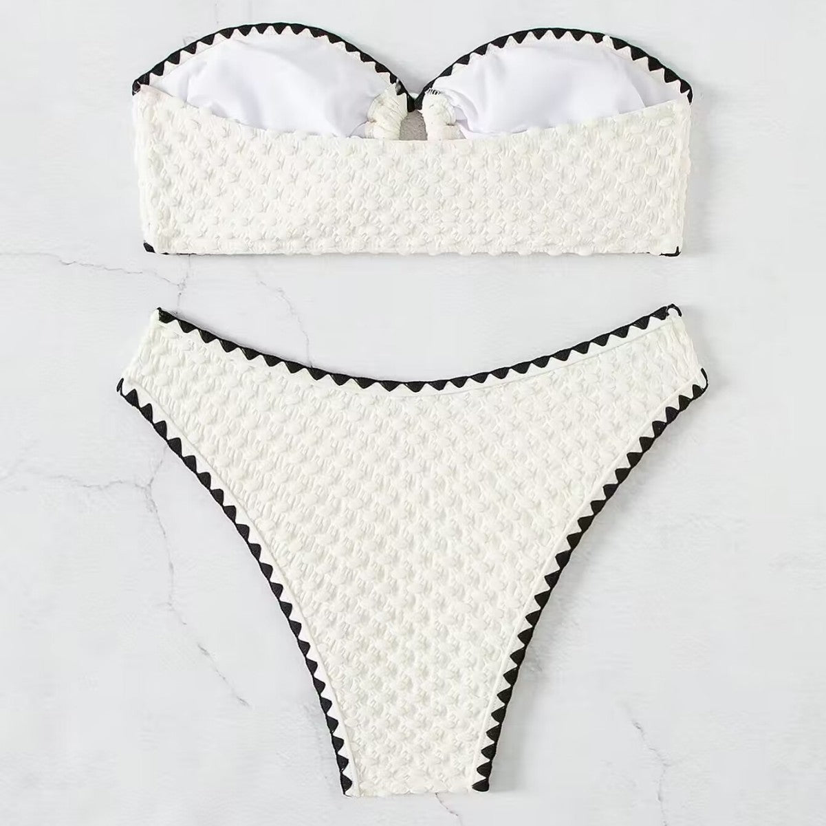 Traje de baño de bikini sexy blanco dividido para mujer, traje de baño de bikini estampado, conjuntos de natación